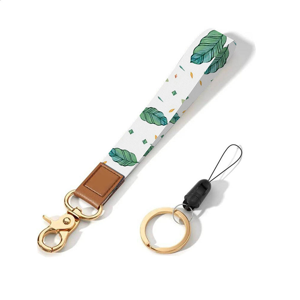 Leather-Polyester Wrist-Neck Lanyard porte-clés à double usage