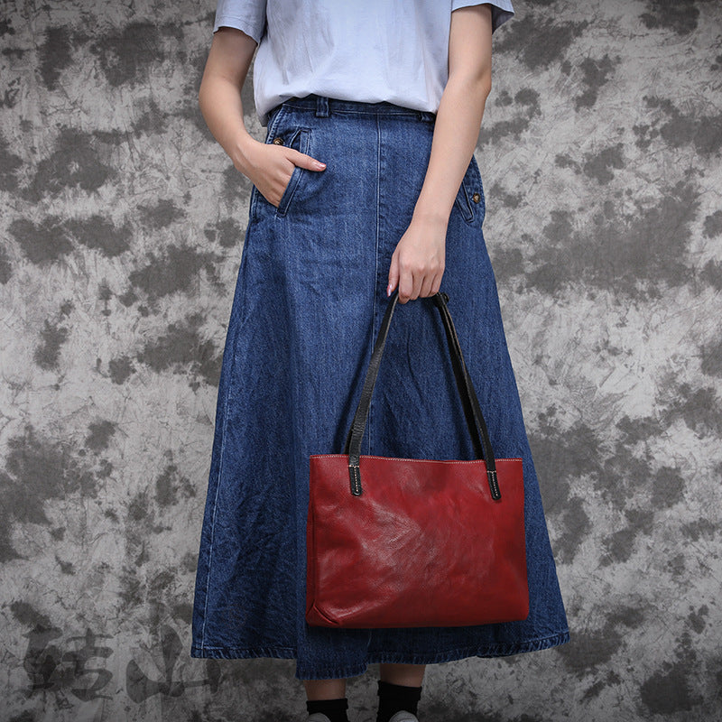 Retro Soft Full-grain en cuir Minimalist sac de pied