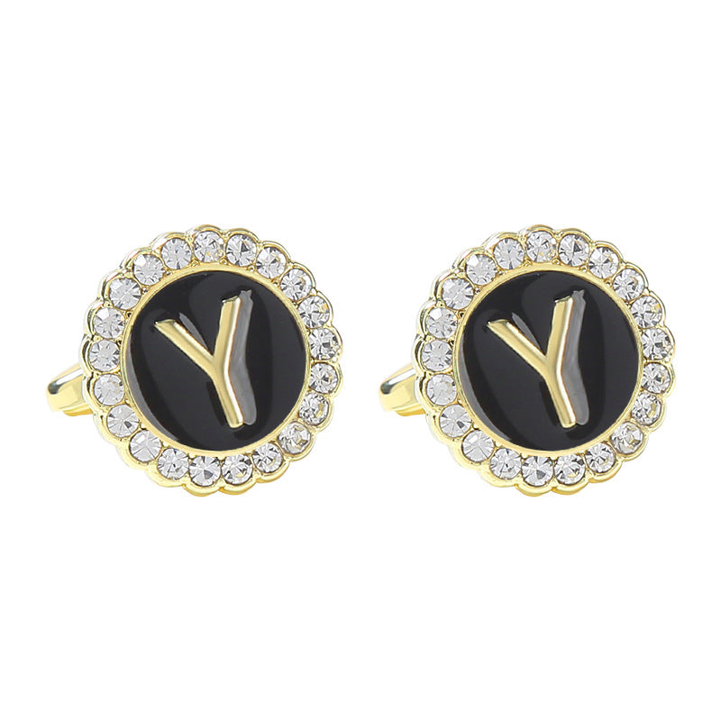 Rond Diamant French Cufflinks 26 lettres pour hommes