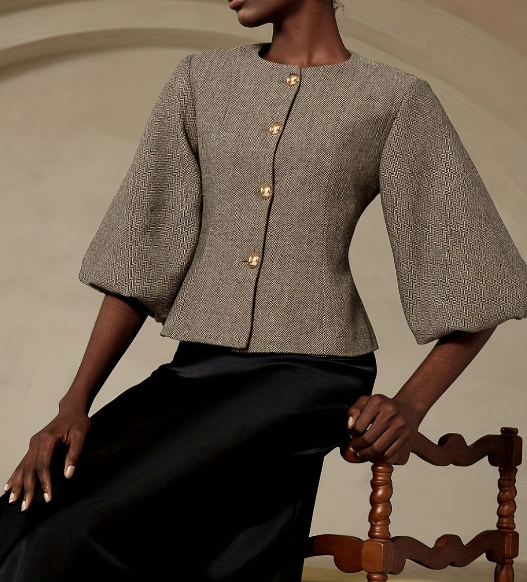 Blazer ceinturé beige vintage le plus vendu avec manches de ballon