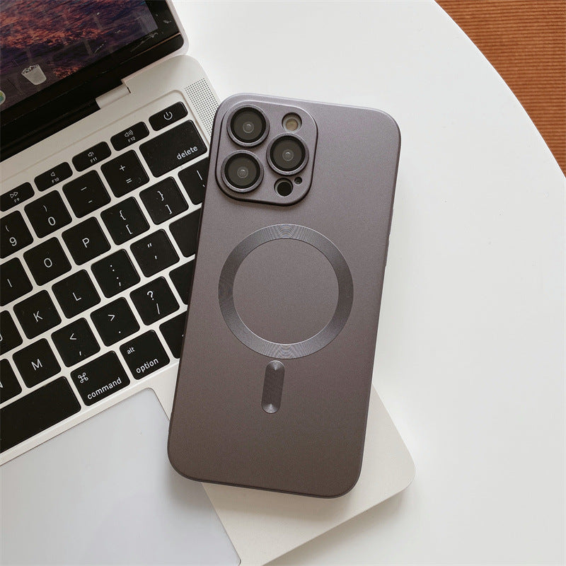 Aspiration magnétique avec boîtier de téléphone portable à électroplaquage de film de lentilles