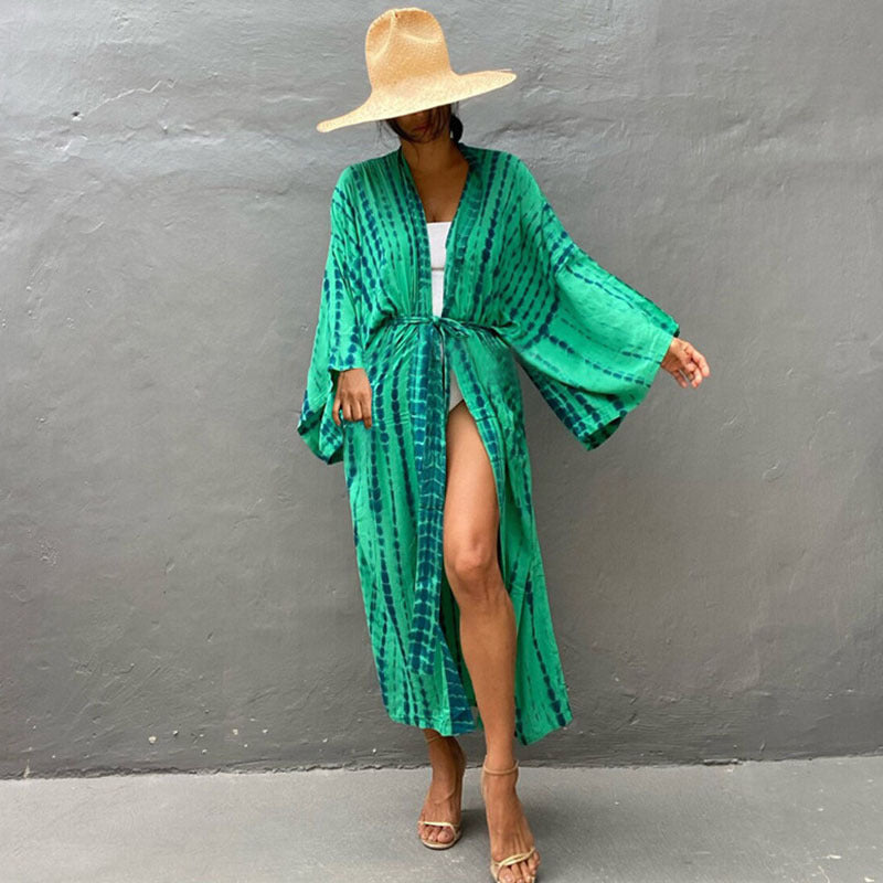 Imprimé Sexy Loose Sun Protection Bikini Blouse