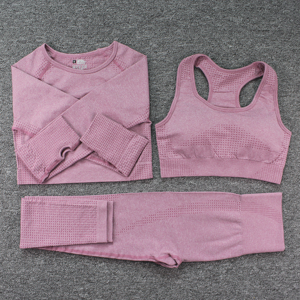 Top à manches longues et pantalons de soutien-gorge en trois pièces