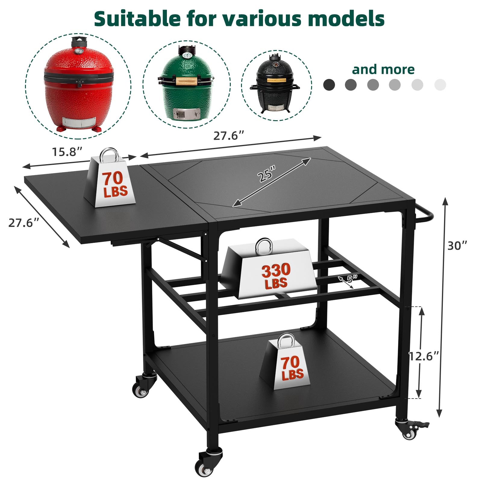 Table de grill extérieur pour Big Green Egg Style BBQ