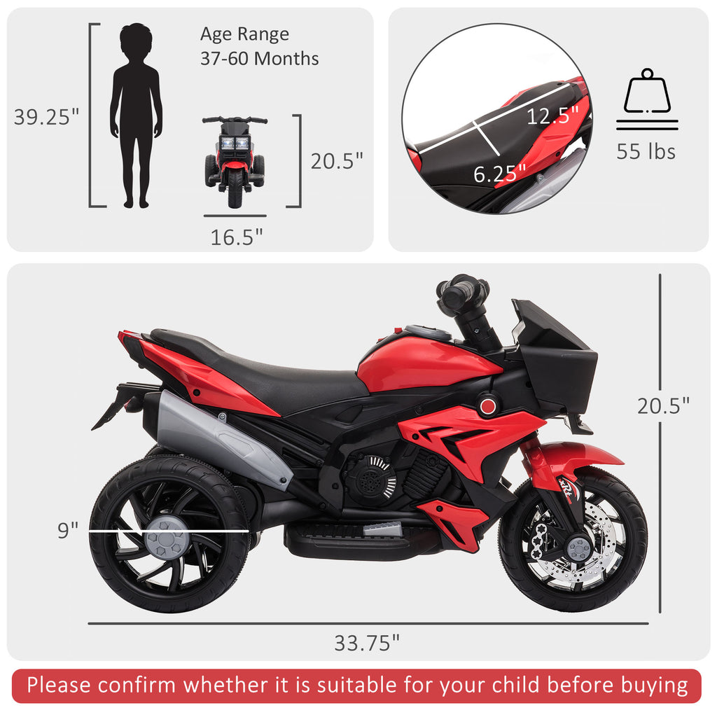 Jouet de moto électrique rouge 6V pour enfants avec phares en corne de musique