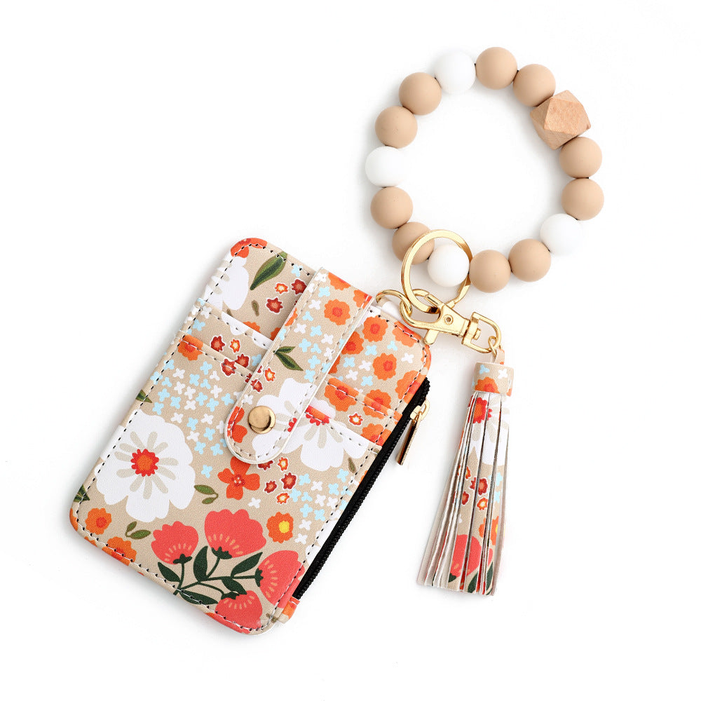 Sac de cartes en cuir imprimé floral pour femmes