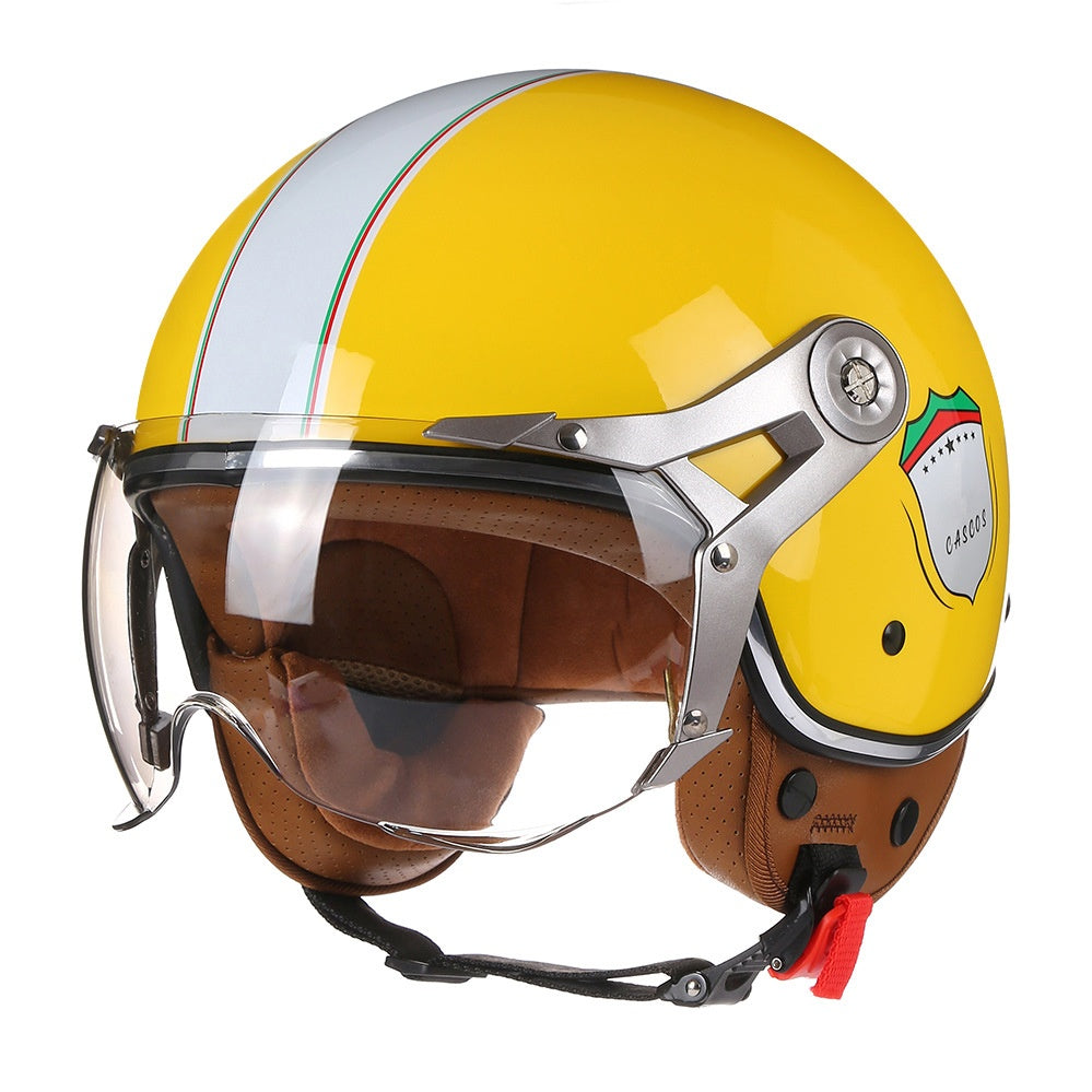 Casque de moto électrique imprimé à demi-couvert pour femmes
