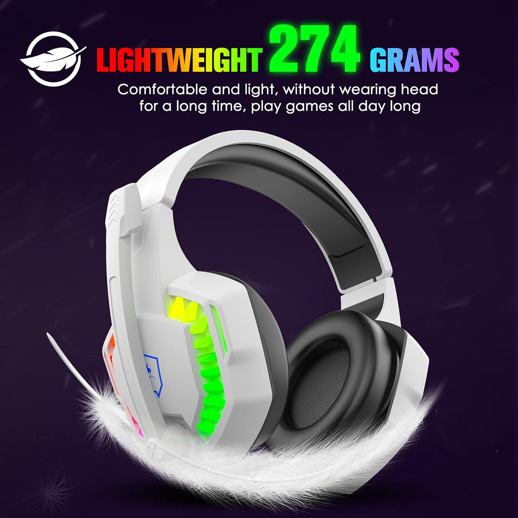 Casque de jeu filaire avec rétroéclairage Rainbow RGB son stéréo rétractable pour PS4