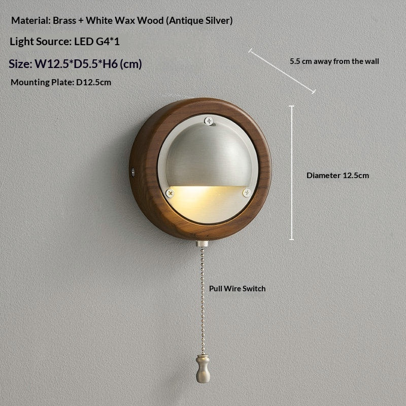 Sconce murale vintage tout-cuivre avec éclairage de couloir d'entrée à chaîne de traction
