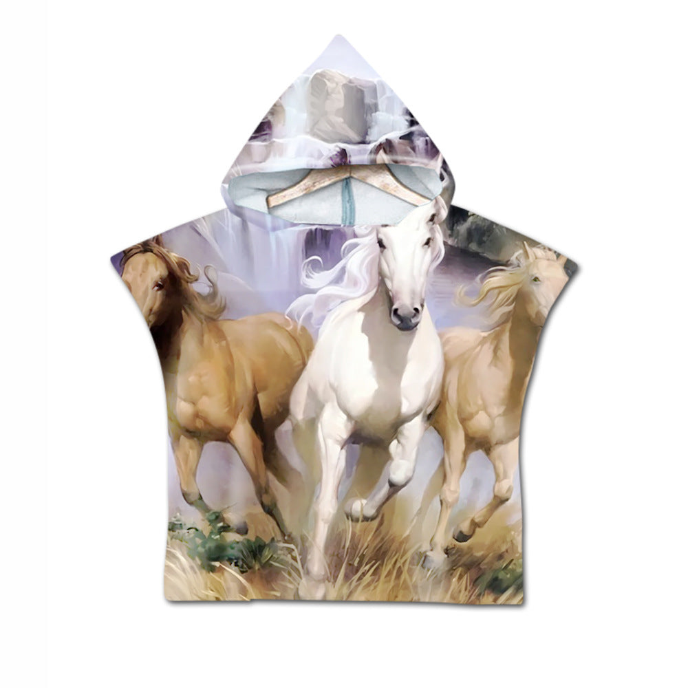 Broderie Livraison 2 jours Broderie Animal Numérique Imprimer Serviette de plage Enfants à capuche