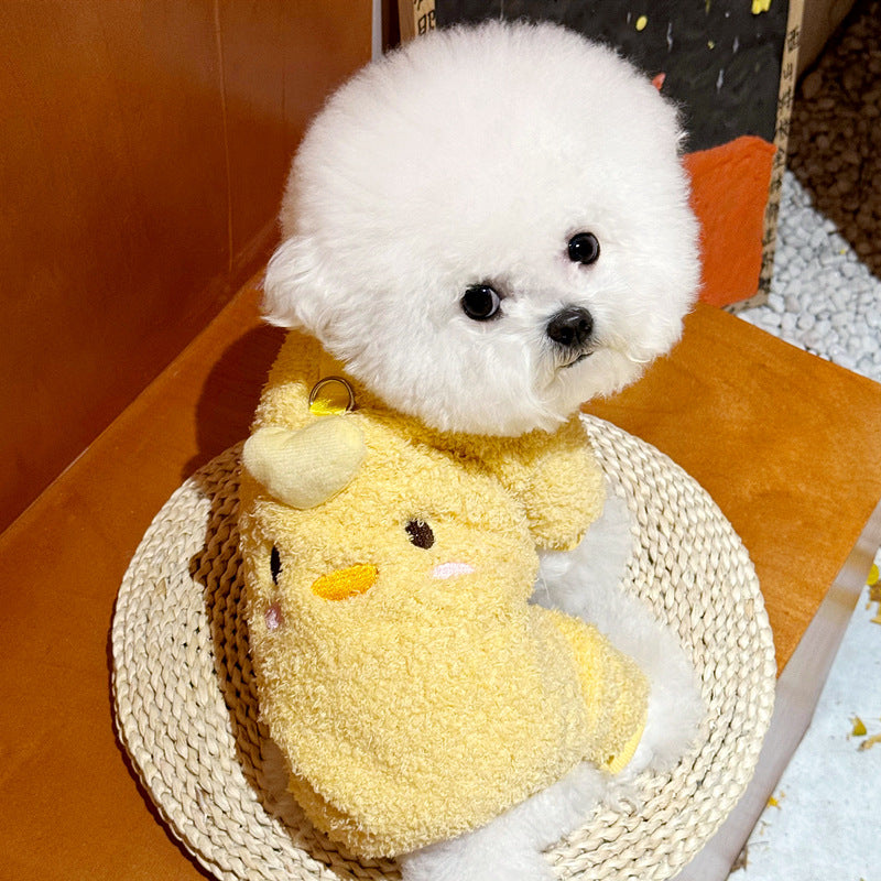 Animaux de compagnie Petit poulet jaune Four-legged Outfit petits vêtements de chien chiot