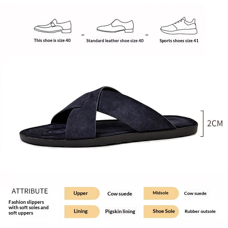 Hommes Suede Pantoufles d'été Outdoor Cross-Strap Sandales