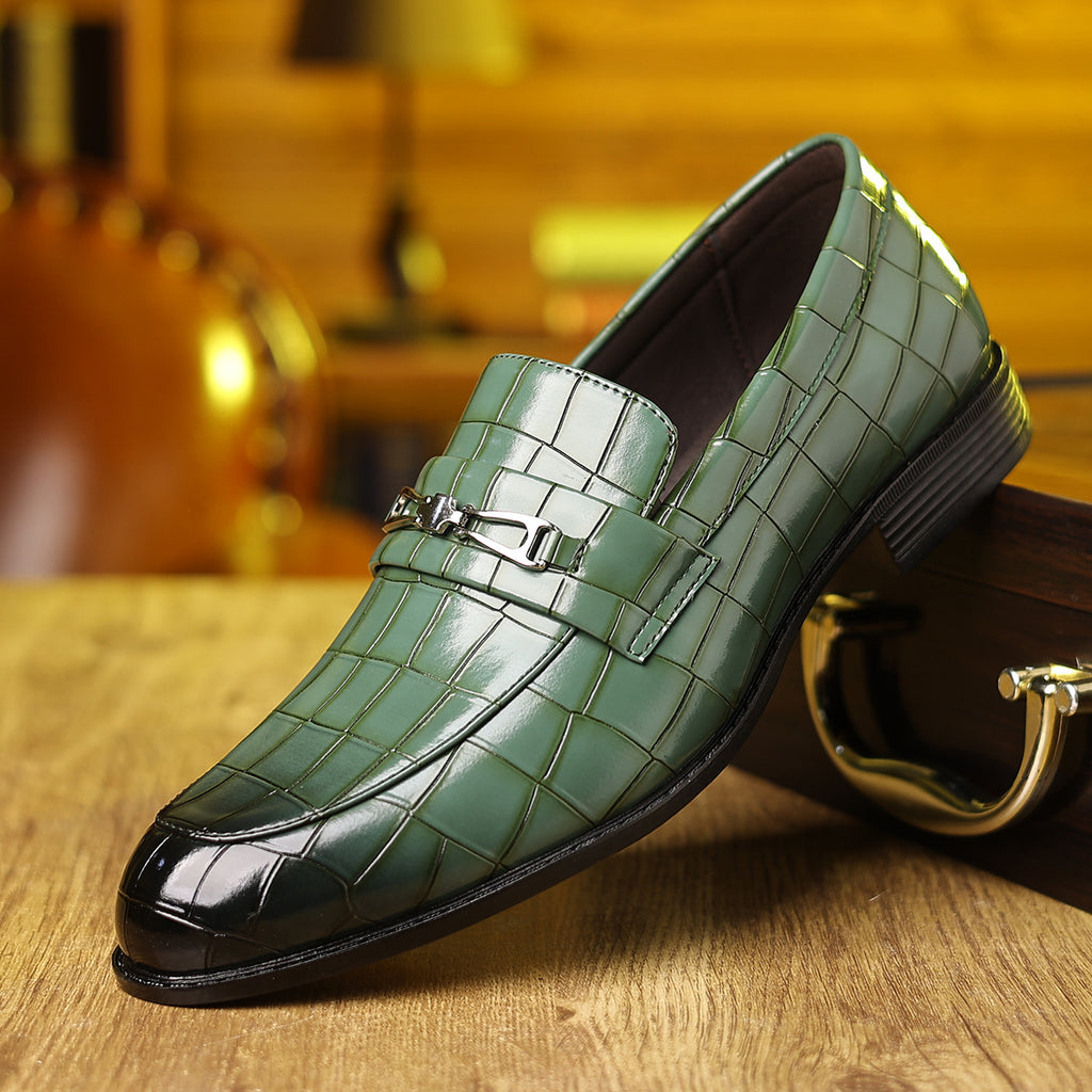 Chaussures en cuir d'affaires à pointe pointue en plaqué casual