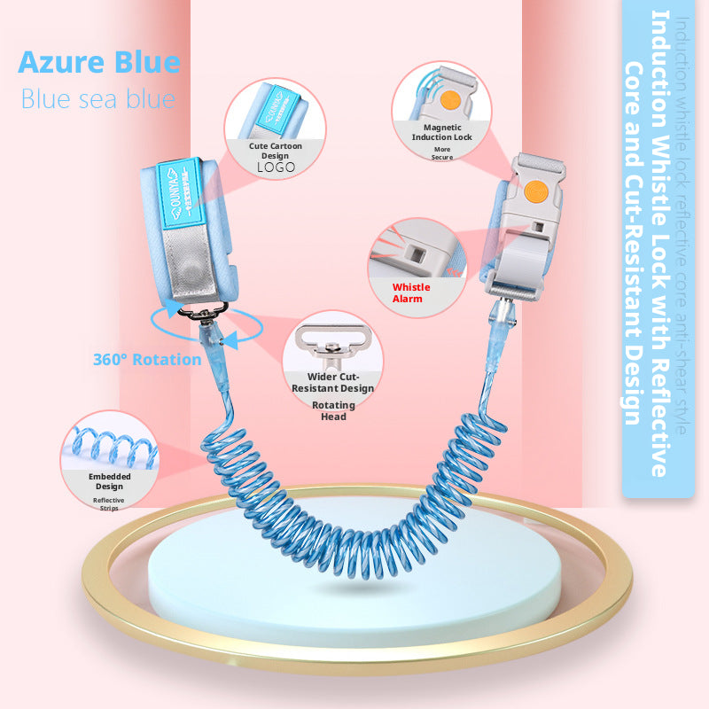 Serrure de clé de la tête rotative de corde anti-perte à 2 mètres-matériel tricoté bleu + fil d'acier r