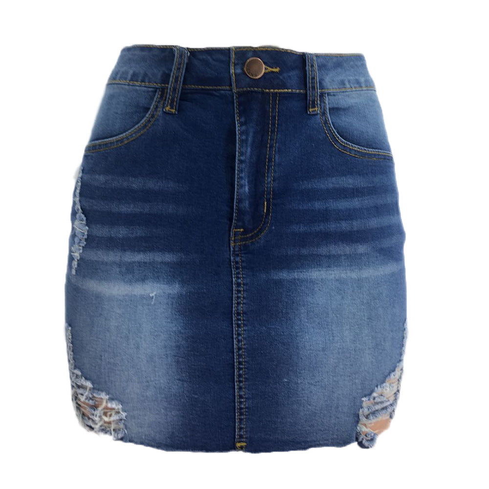 Femmes Ripped Low-rise Body-hugging Loose-fitting Large-leg Jupe