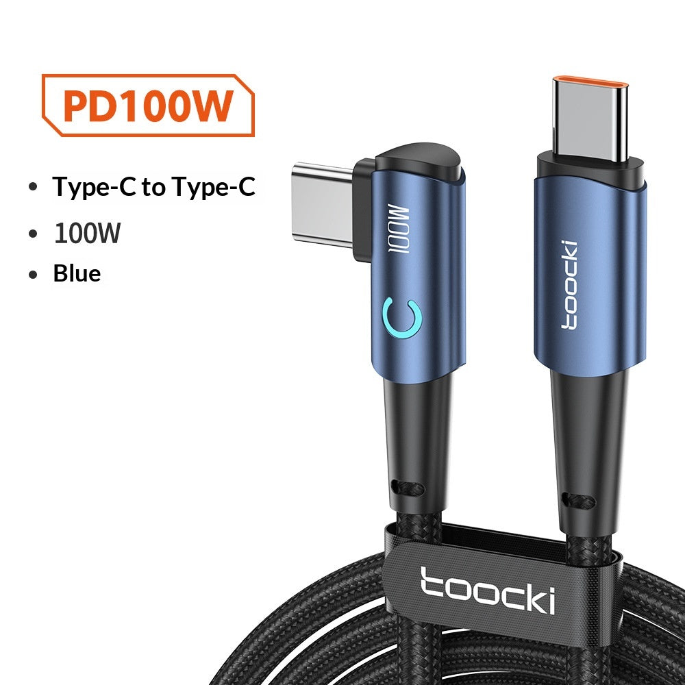 Câble de charge rapide de type C 100W avec pli lumineux pour données Et charger