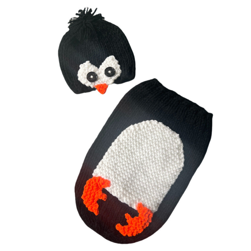 Mignon nouveau-né photographie Penguin forme Laine sac de couchage