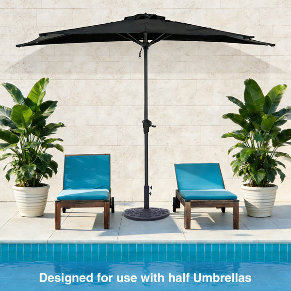 20 Lb Black Half Round Rose Pattern Outdoor Umbrella Umbrella Base Umbrella Stand For Patio