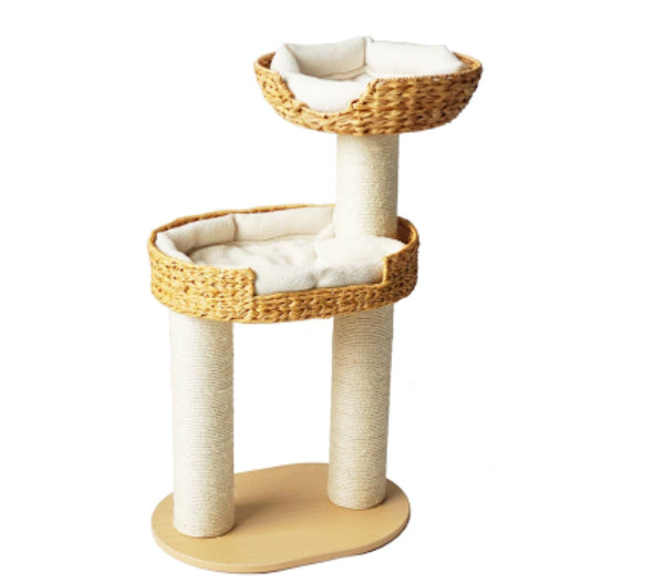 Green Song Woven Cat Climbing Frame with Thick Posts Cat Tree Cat Bed and Scratching Post