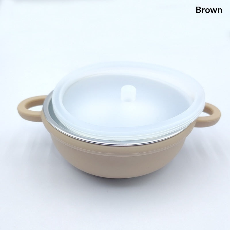 Bol de bébé en acier inoxydable 304 avec base d'aspiration en silicone