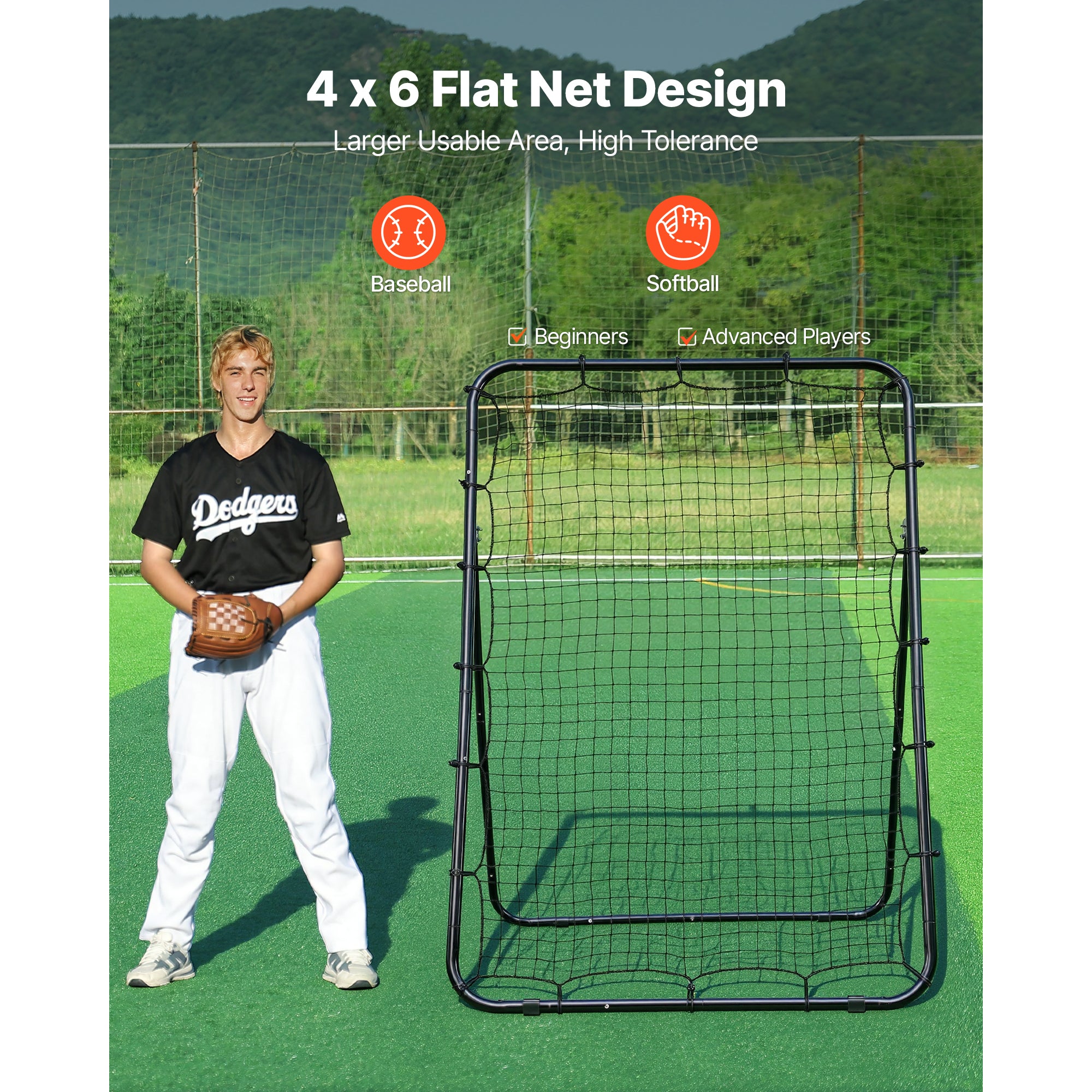 Baseball Softball Rebonder Net 4 X 6 Ft Pitch Back Trainer Target