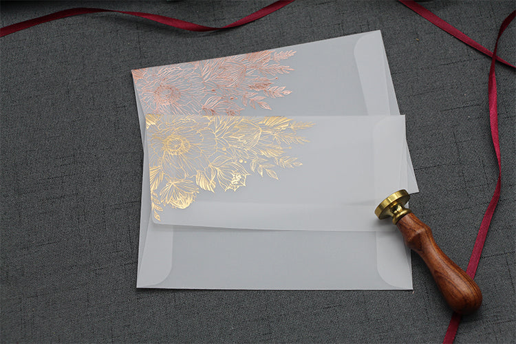 Carte d'invitation en papier d'acide sulfurique Bronzant le vernis mat