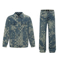 Jeune Denim Court Gown Style coréen Mosaic Denim Veste pour hommes