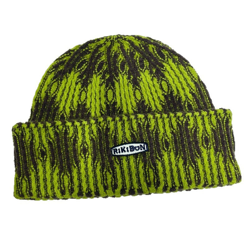 Autumn Winter Warm Ear-Protecting Tie-Dye Colorblock Knitted Beanie