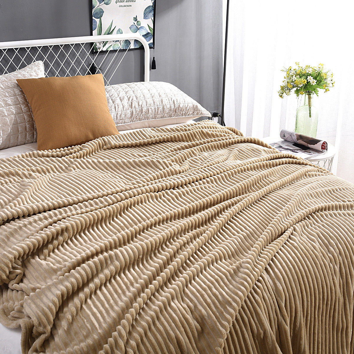 Solid Color Wide Vertical Stripe Cover