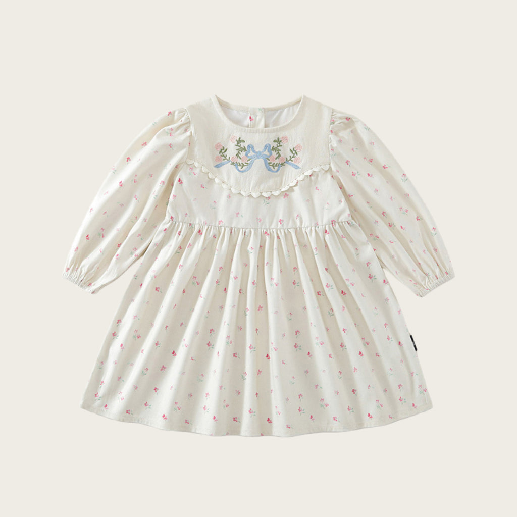 Robe brodée Florale Vintage style français pour filles