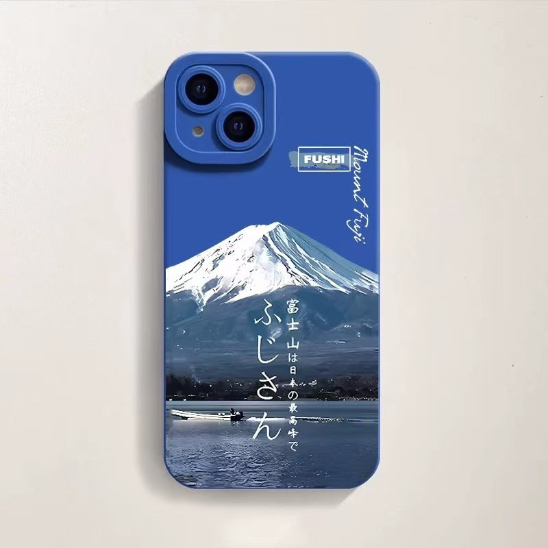 Boîtier de téléphone en silicone imprimé Fuji à monture créative et polyvalente
