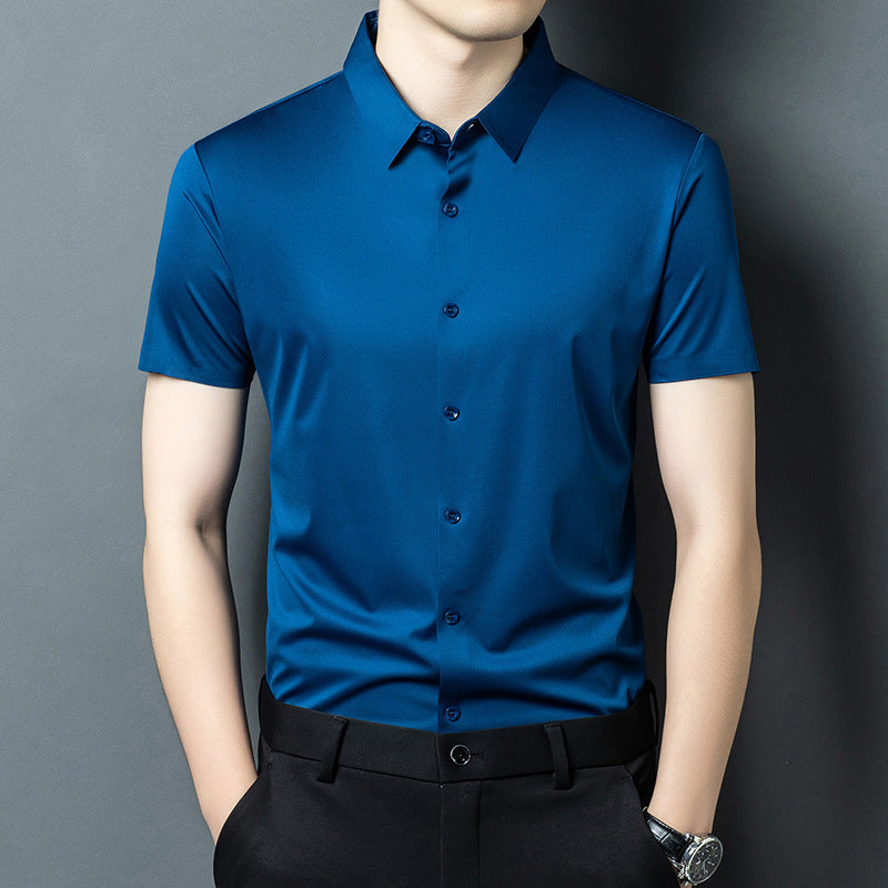 Haut de chemise à manches courtes à bouton de couleur solide pour homme