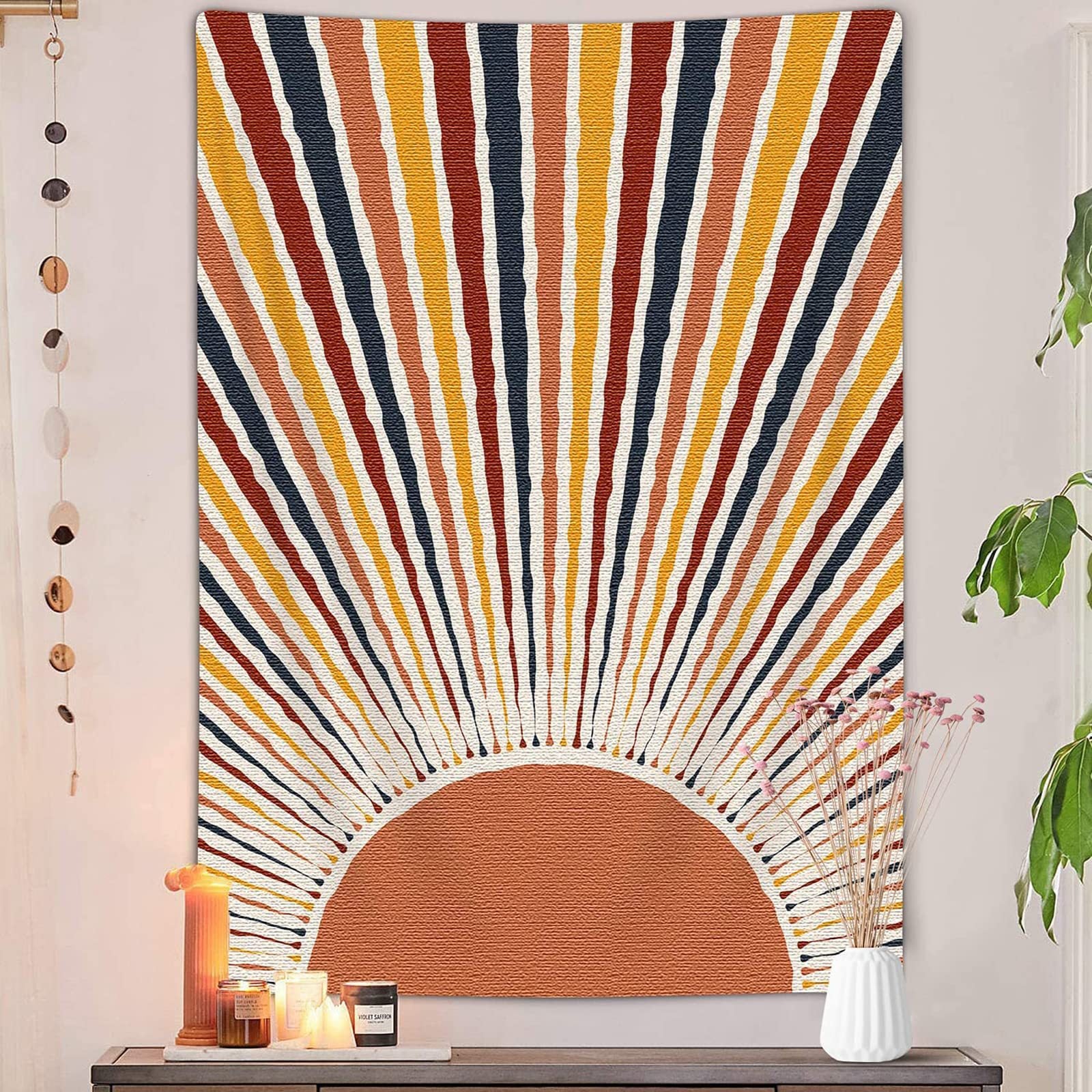 Bohemian Sun Tapestry Fibre synthétique Retro Decor