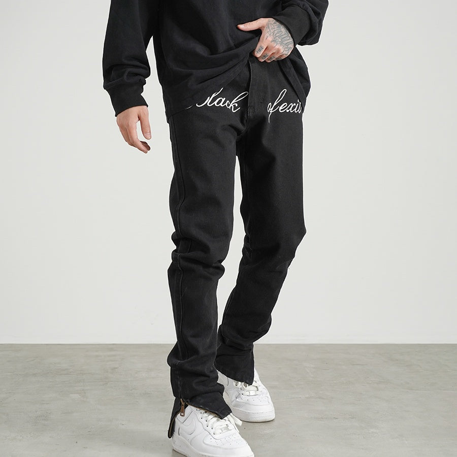 National Trendy Street Broderie rétro Jeans fente
