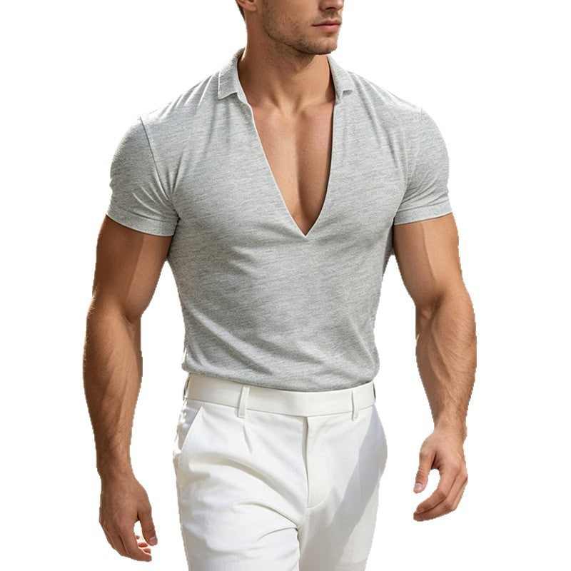 T-shirt casual homme col V manches courtes