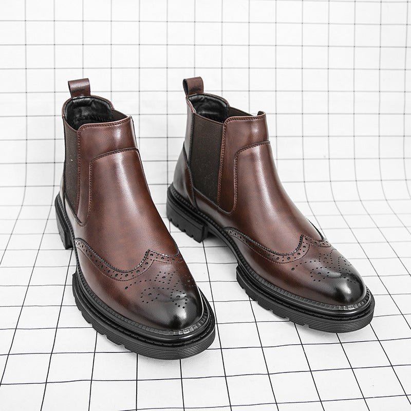 Bottes de mode en cuir haut de gamme hommes