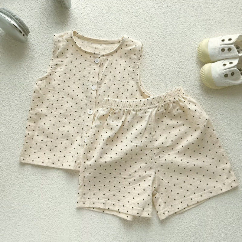 Ensemble de deux pièces en coton mince pour enfants de style coréen
