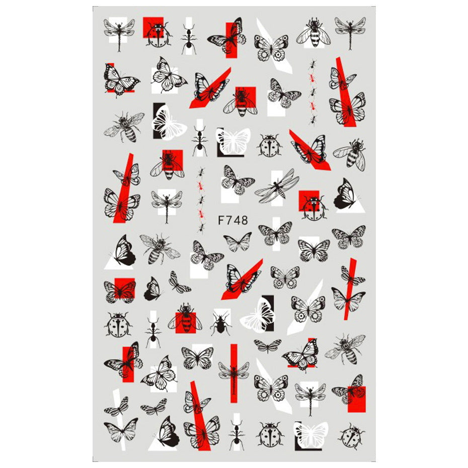 Stickers Adhésif Art des ongles style Instagram Black and White Butterfly Punk Vibe