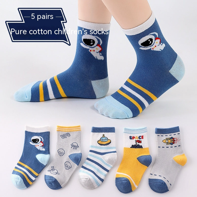 Chaussettes pour enfants Printemps et Automne mince Longueur mi-calf Couleur solide Chaussettes en coton