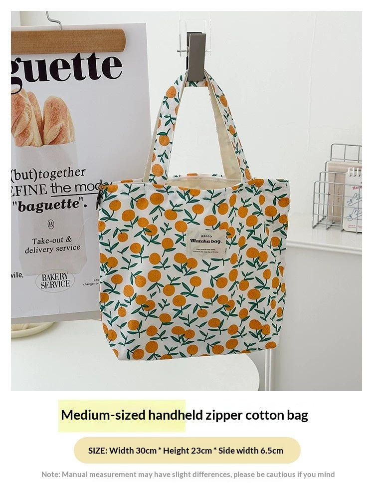 Camellia Grande et moyenne zipper femmes coton léger été sac à main