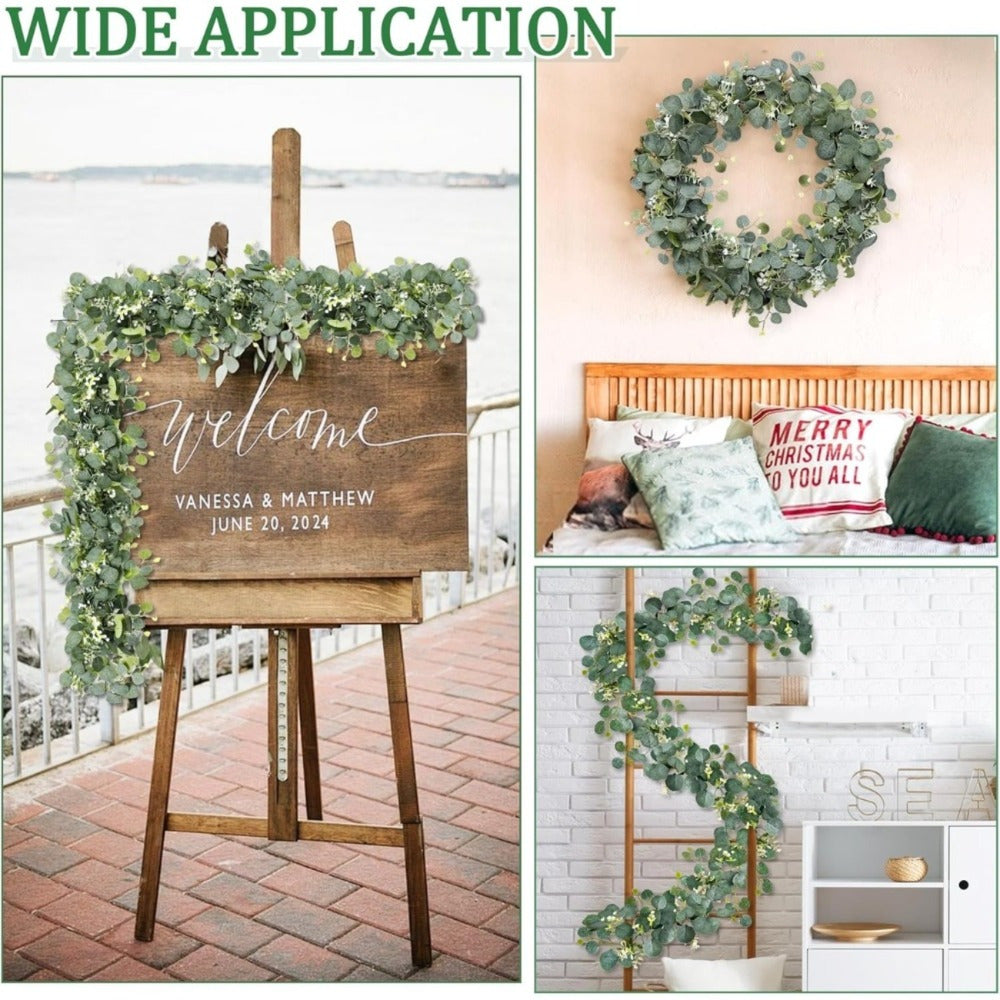 Décorations saisonnières – Vins artificiels d'eucalyptus de 1,8 mètre (2 pièces)