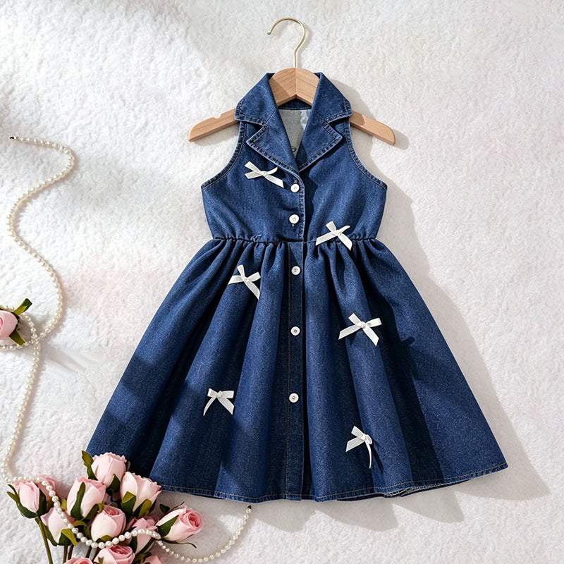 Ensemble de robes Denim Lapel-Style pour filles