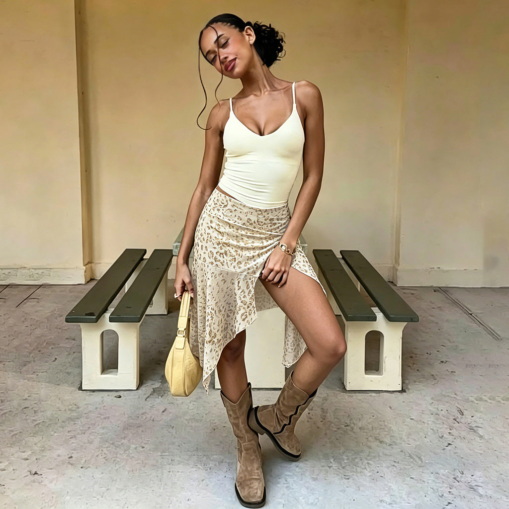 Summer Lazy-style Sexy Leopard-print Jupe