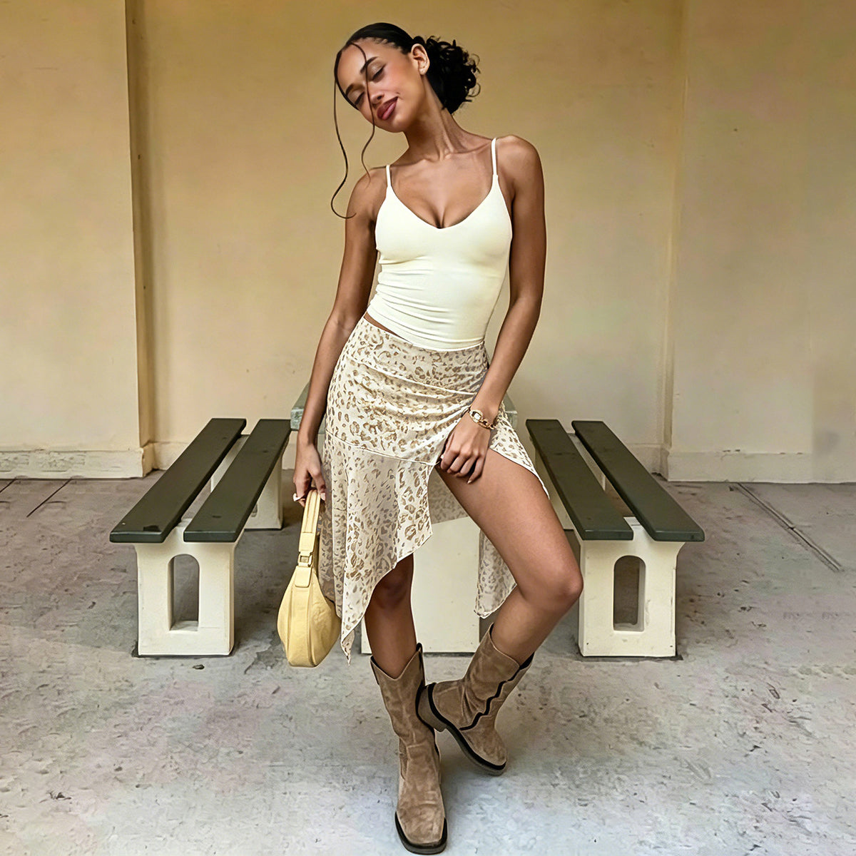 Summer Lazy-style Sexy Leopard-print Jupe