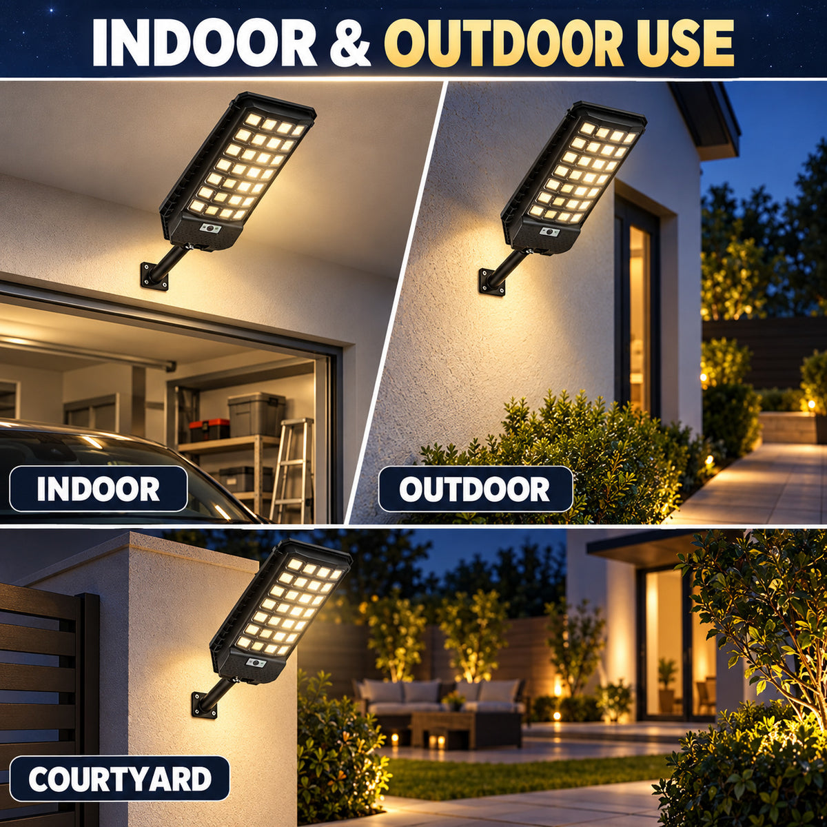 Solar Powered Motion Sensor Outdoor Light W7207 8 Noir pour Garden Yard Street Wall LED