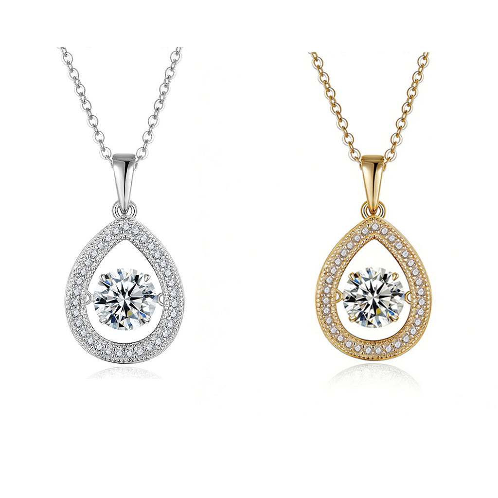 S925 Argent Sterling 1ct D Couleur VVS1 Moissanite Teardrop Collier 45cm Platine plaqué Pa