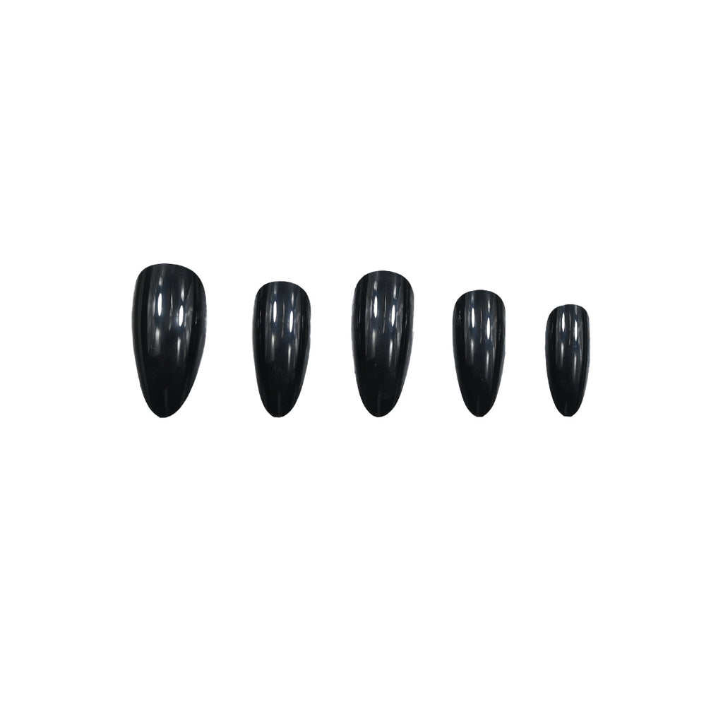 Pointé orteil solide noir brillant prêt à porter des ongles