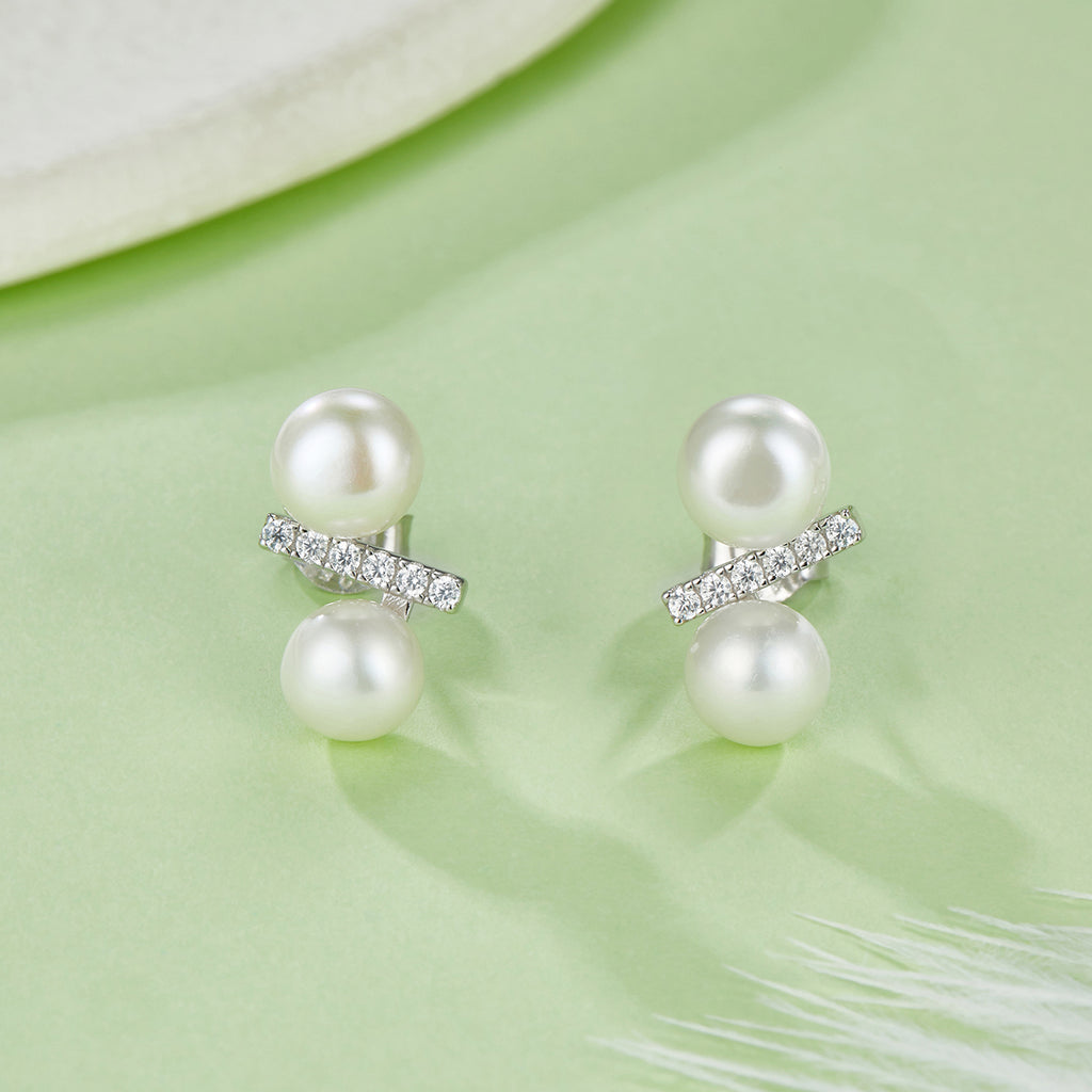 S925 Argent Sterling Boucles d'oreilles en perles d'eau douce naturelles pour femmes