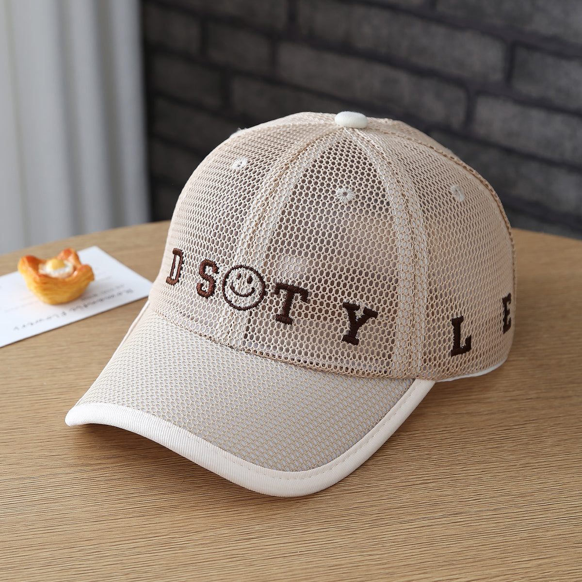 Casquette en mesh léger d'été pour enfants - Garçons et filles DSTY Base brodée visage souriant