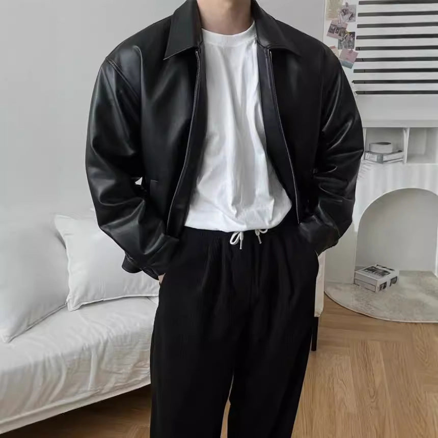 Leather Casual Baseball Uniforme Veste de Moto